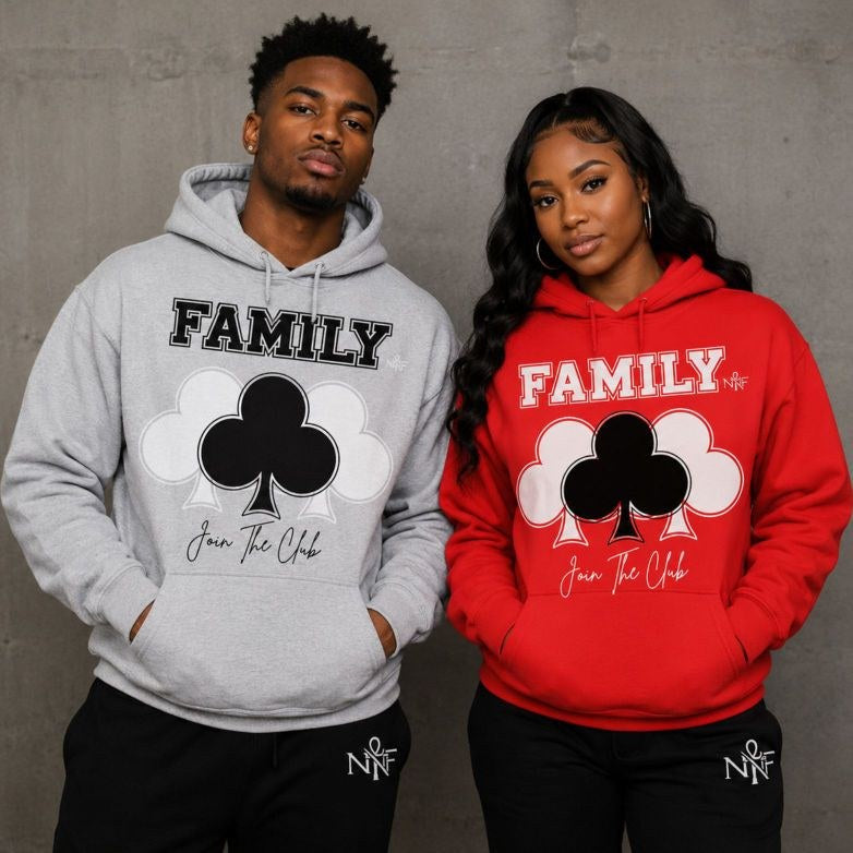 FAMILY Join The Club hoodies in grey and red