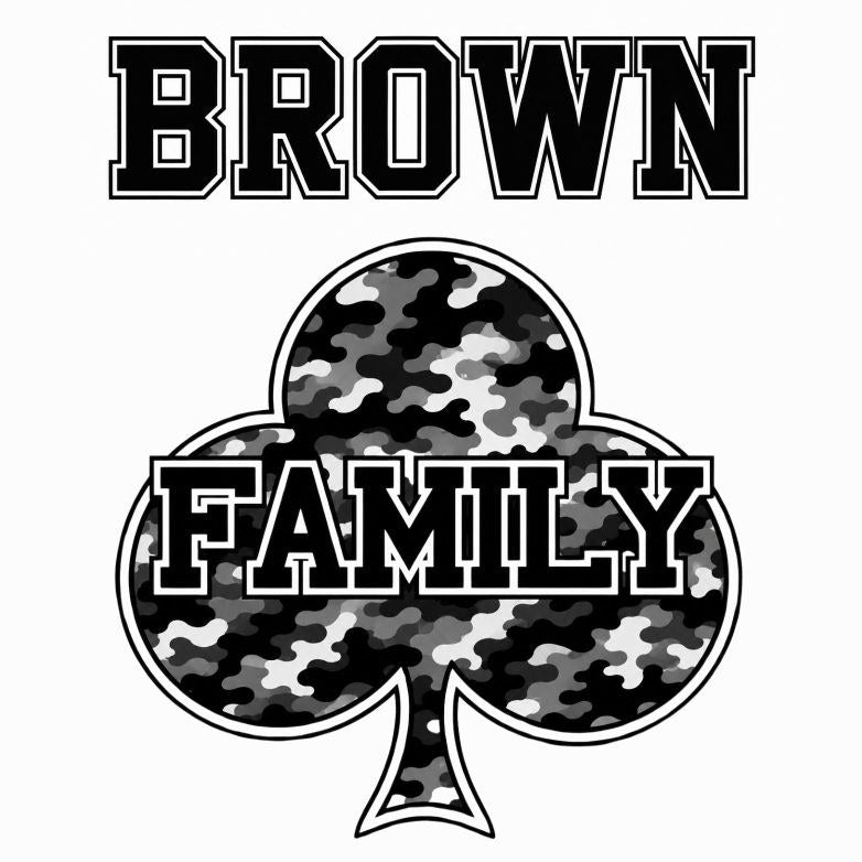 Family Name Camo Club artwork, BROWN example