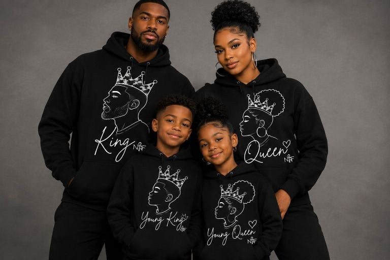 Family wearing the Royal Family hoodie set