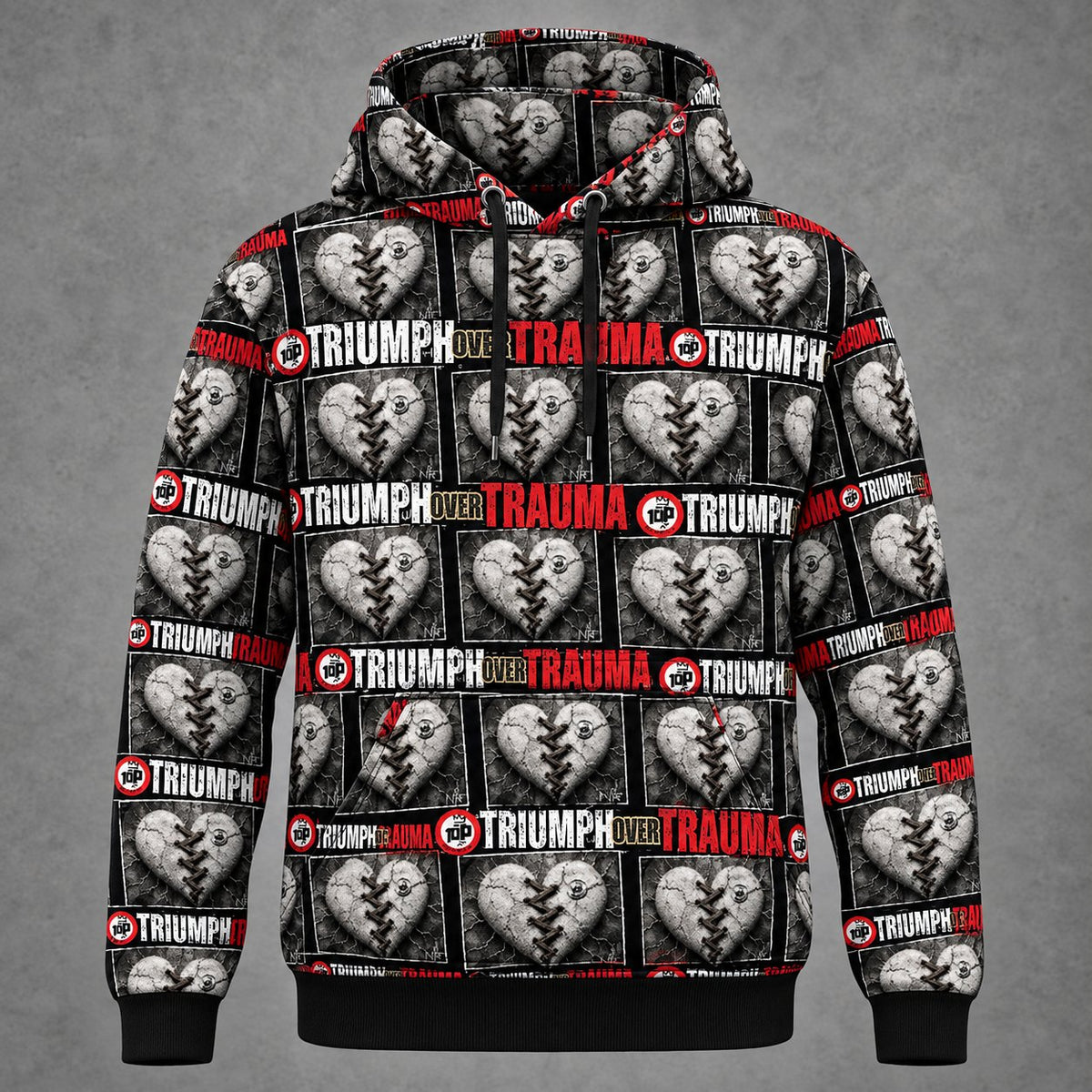 Triumph Over Trauma Mended Heart all-over hoodie