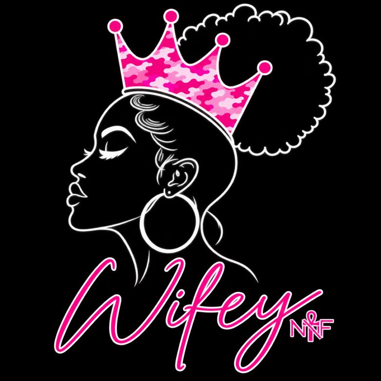 Wifey Camo Crown artwork, pink camo on black