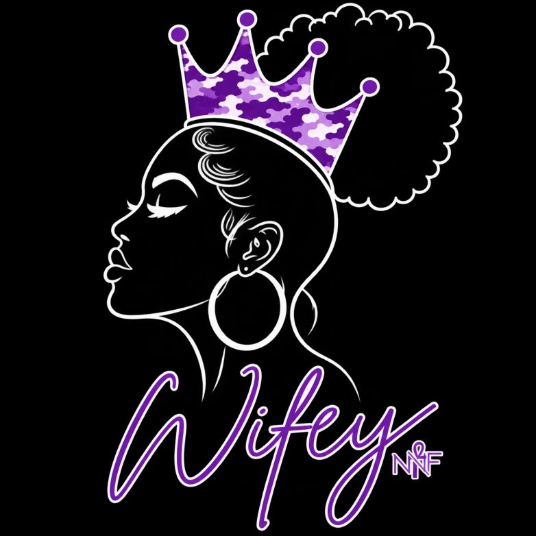 Wifey Camo Crown artwork, purple camo on black