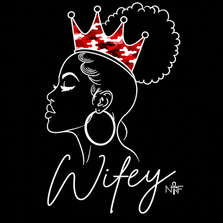 Wifey Camo Crown artwork, red camo on black